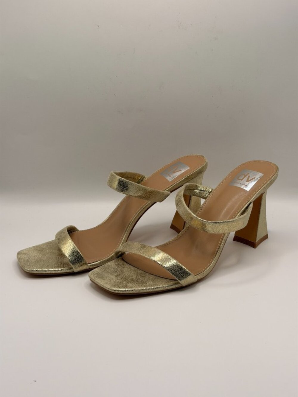 DV Dolce Vita Women's Yorke Double Strap  Golden Heel Sandal Sz 10